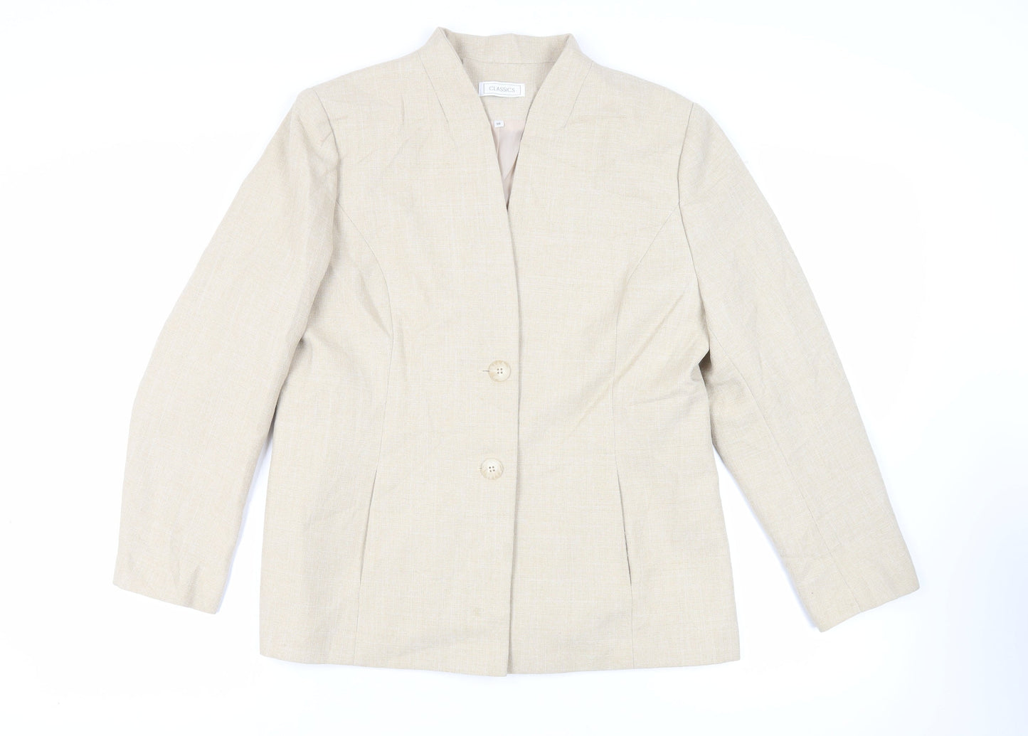 Classics Womens Beige Jacket Blazer Size 16 Button