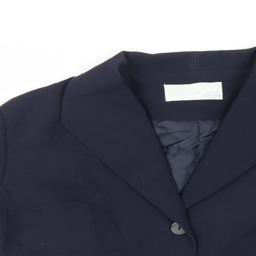 AMARANTO Womens Blue Jacket Blazer Size 18 Button