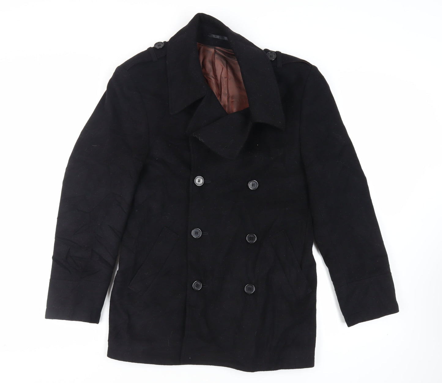 Mens UK Size M Remus Uomo Black Pea Coat