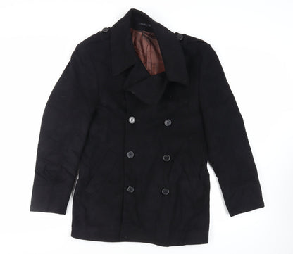 Mens UK Size M Remus Uomo Black Pea Coat