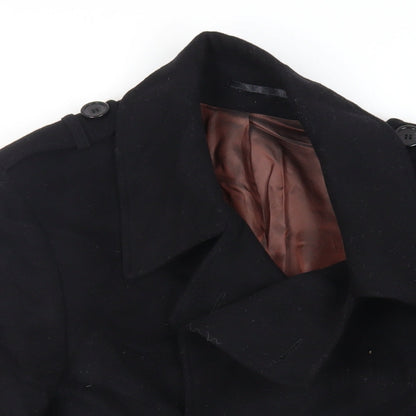 Mens UK Size M Remus Uomo Black Pea Coat