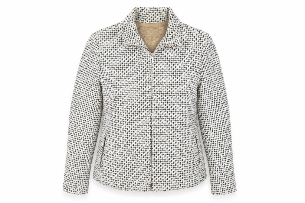 Marks & Spencer Womens Ivory Geometric Jacket Size 12 Zip