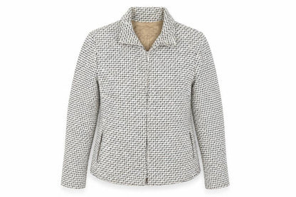 Marks & Spencer Womens Ivory Geometric Jacket Size 12 Zip
