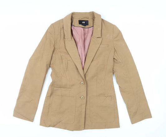 H&M Womens Beige Jacket Blazer Size 6 Button