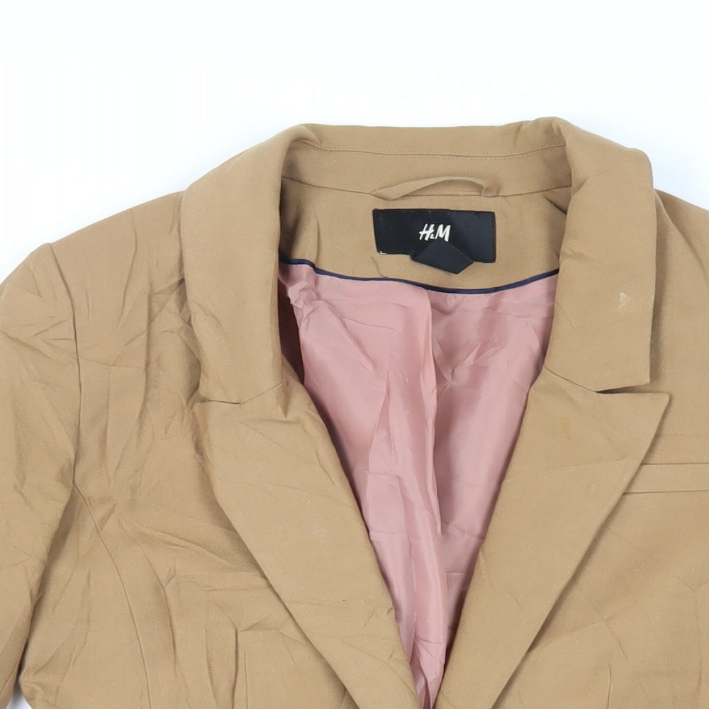 H&M Womens Beige Jacket Blazer Size 6 Button