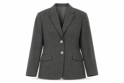 Precis Petite Womens Green Striped Jacket Blazer Size 14 Button