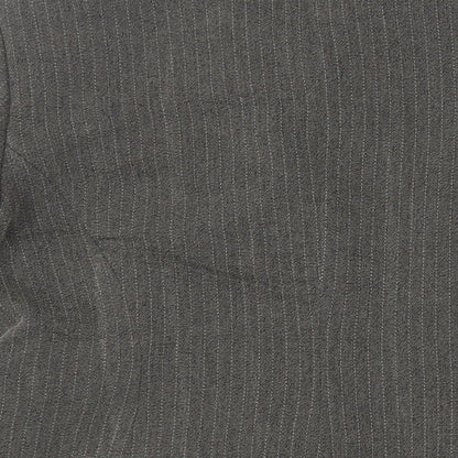 Precis Petite Womens Green Striped Jacket Blazer Size 14 Button