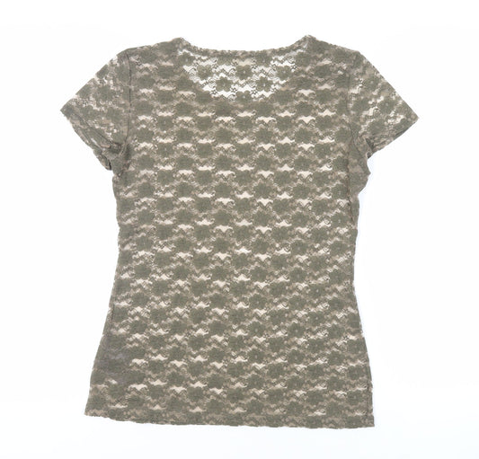 Womens UK Size M H&M Green Basic T-Shirt