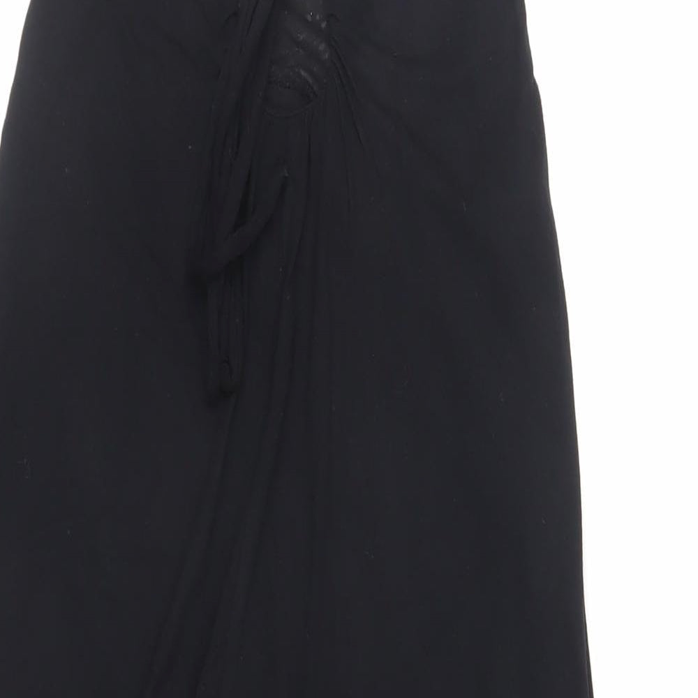 Miss Selfridge Womens Black Viscose Mini Size 8 Scoop Neck Tie - Bubble Hem