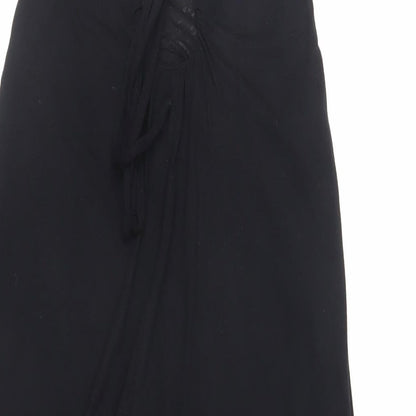 Miss Selfridge Womens Black Viscose Mini Size 8 Scoop Neck Tie - Bubble Hem