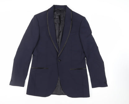 Mens UK Size 38 Marks and Spencer Regular Blue Suit Tuxedo