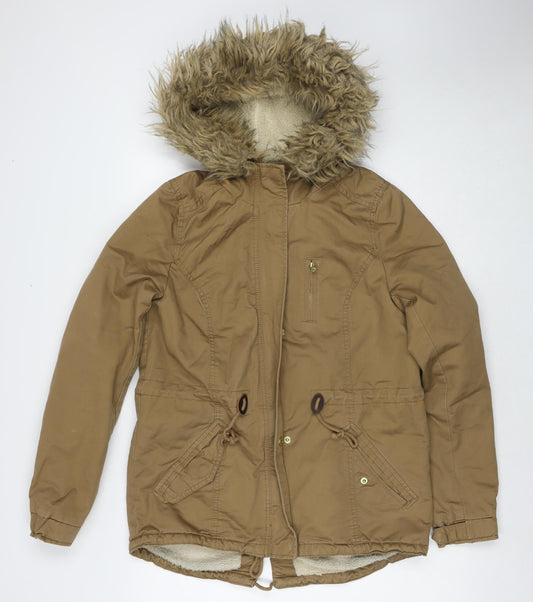 Divided by H&M Womens Brown Parka Jacket Size 8 Zip