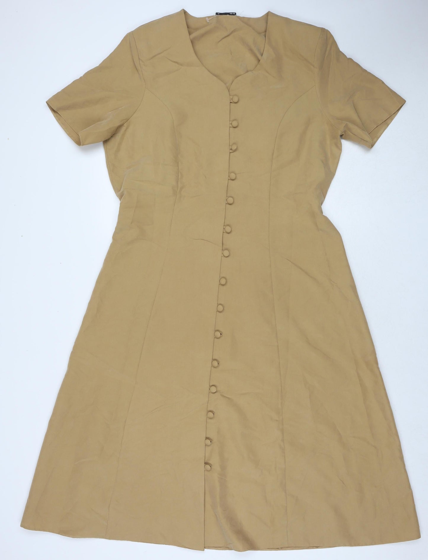 Lauren Duvar Womens Brown Viscose Maxi Size 18 Round Neck Button