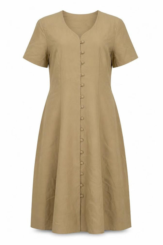 Lauren Duvar Womens Brown Viscose Maxi Size 18 Round Neck Button