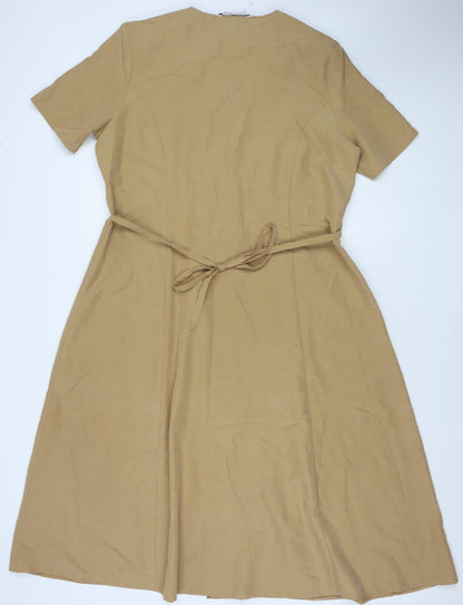 Lauren Duvar Womens Brown Viscose Maxi Size 18 Round Neck Button