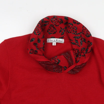 Womens UK Size S Pure & Natural Red Pullover Jumper
