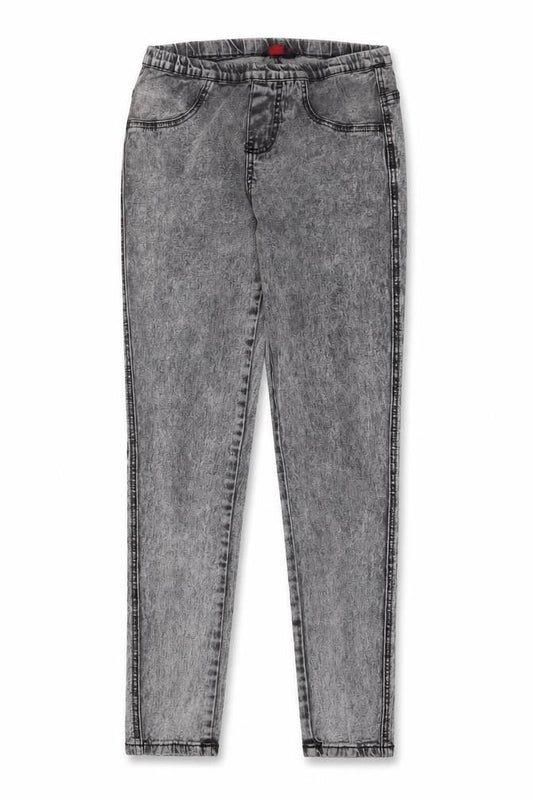 Front view of Miss Selfridge women’s grey cotton jegging jeans, size UK 10, 30-inch leg regular