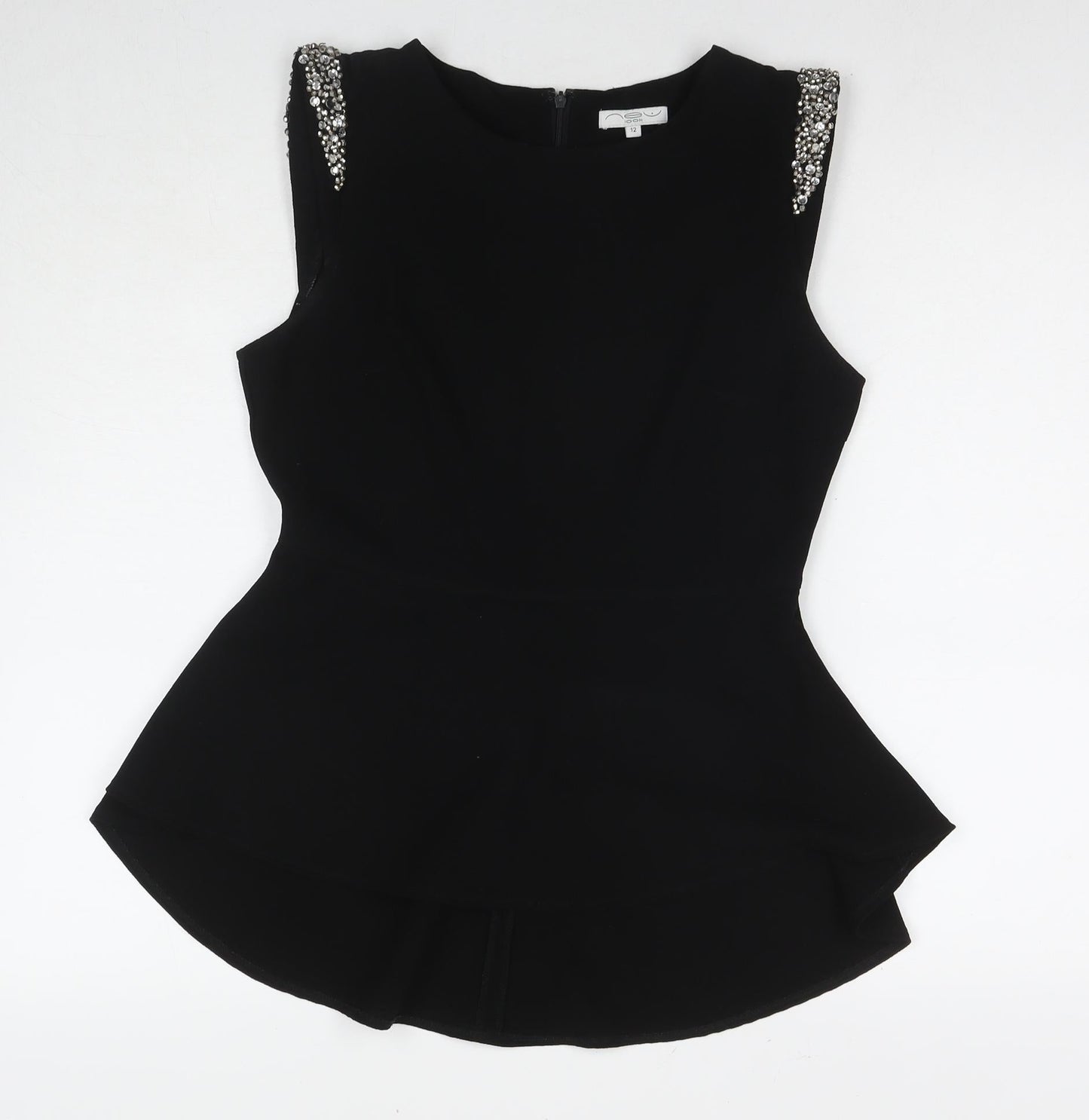 Womens UK Size 12 New Look Black Tunic Blouse