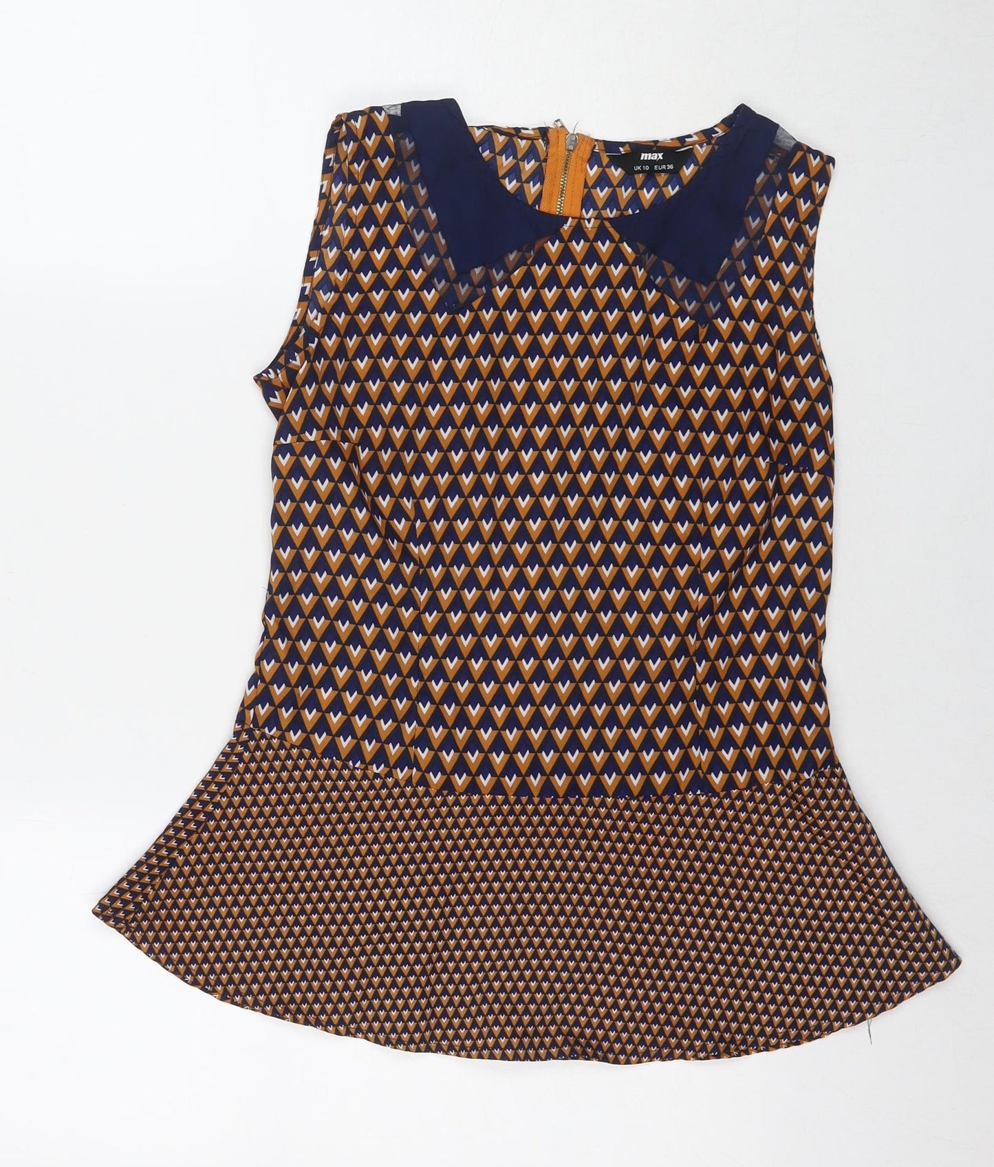 Womens UK Size 10 Max Brown Basic Blouse
