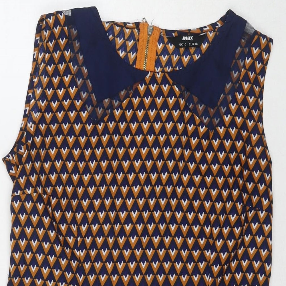 Womens UK Size 10 Max Brown Basic Blouse