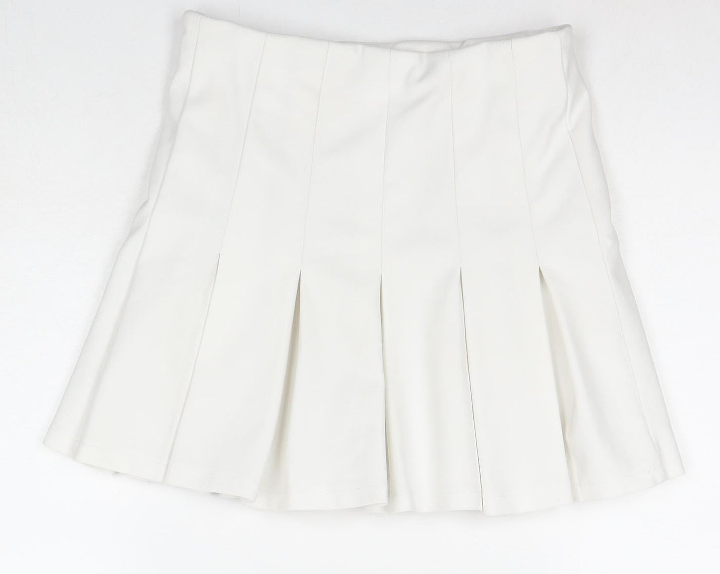 Bershka Womens White Polyester Pleated Skirt Size M Zip