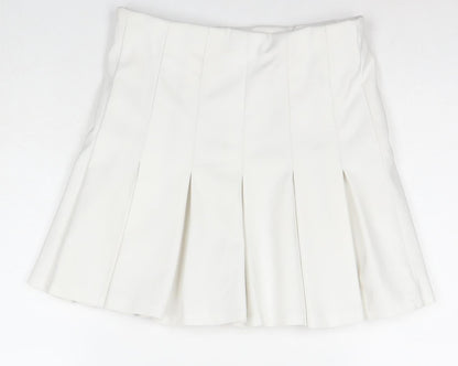 Bershka Womens White Polyester Pleated Skirt Size M Zip