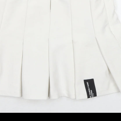 Bershka Womens White Polyester Pleated Skirt Size M Zip