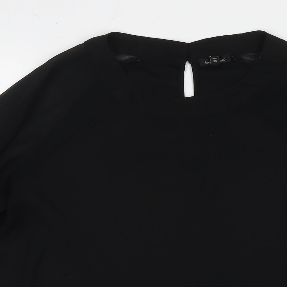 Womens UK Size 10 River Island Black Basic Blouse