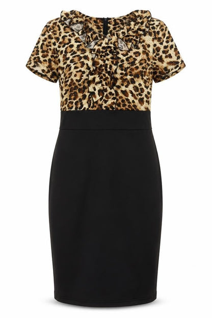 Rorox Womens Multicoloured Animal Print Polyester A-Line Size M Round Neck Zip - Leopard Print