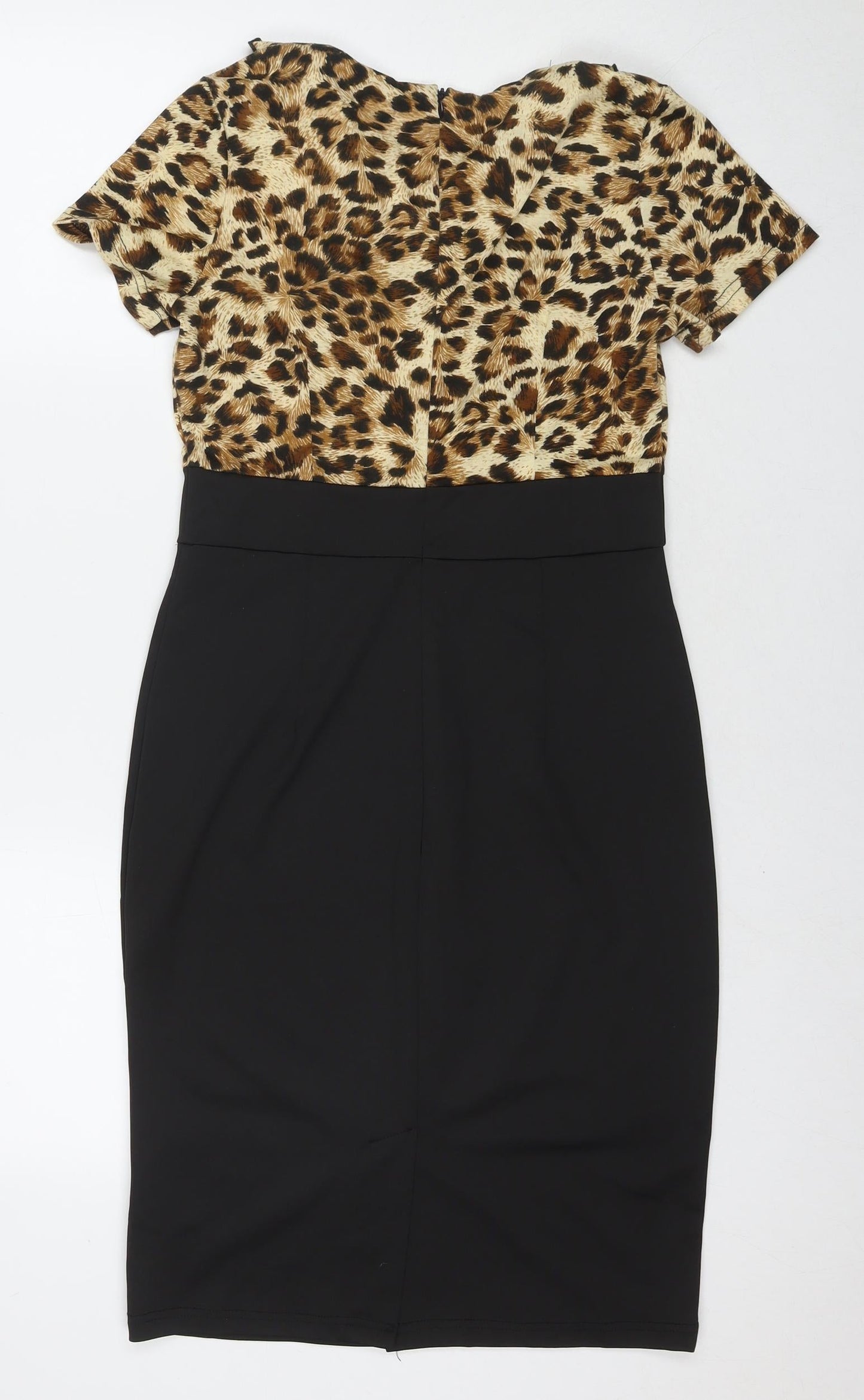 Rorox Womens Multicoloured Animal Print Polyester A-Line Size M Round Neck Zip - Leopard Print