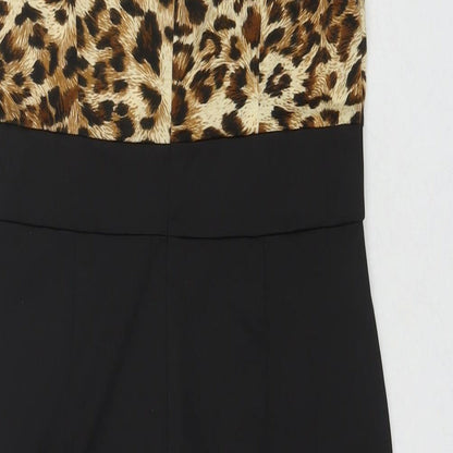 Rorox Womens Multicoloured Animal Print Polyester A-Line Size M Round Neck Zip - Leopard Print