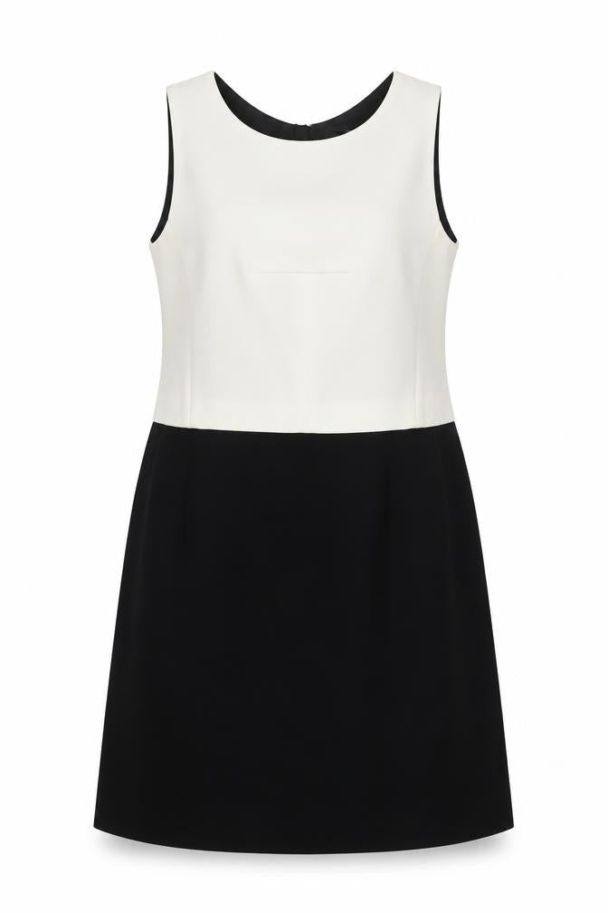 Next Womens Black Colourblock Polyester A-Line Size 14 Round Neck Zip
