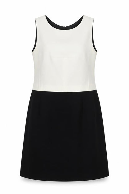 Next Womens Black Colourblock Polyester A-Line Size 14 Round Neck Zip