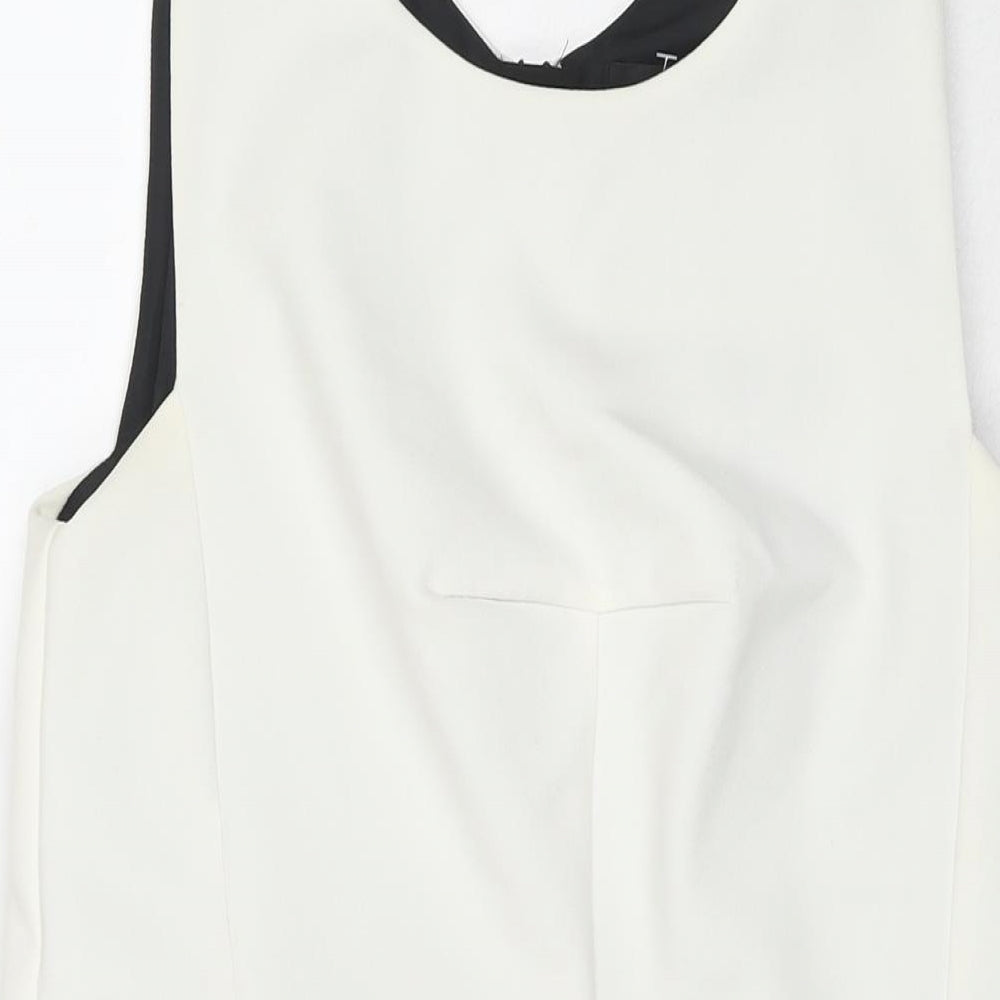 NEXT Womens Black Colourblock Polyester A-Line Size 14 Round Neck Zip