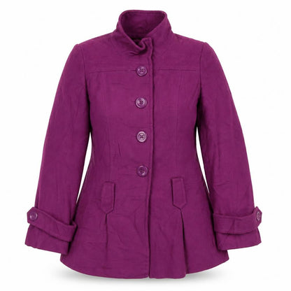 Dunnes Womens Purple Overcoat Coat Size 12 Button