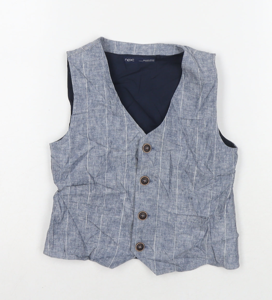 Additional front view of Next boys’ grey jacket waistcoat, size 4-5, years button
