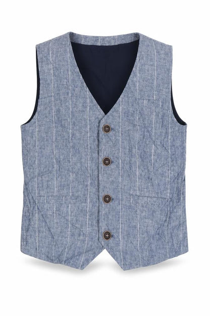 Front view of Next boys’ grey jacket waistcoat, size 4-5, years button