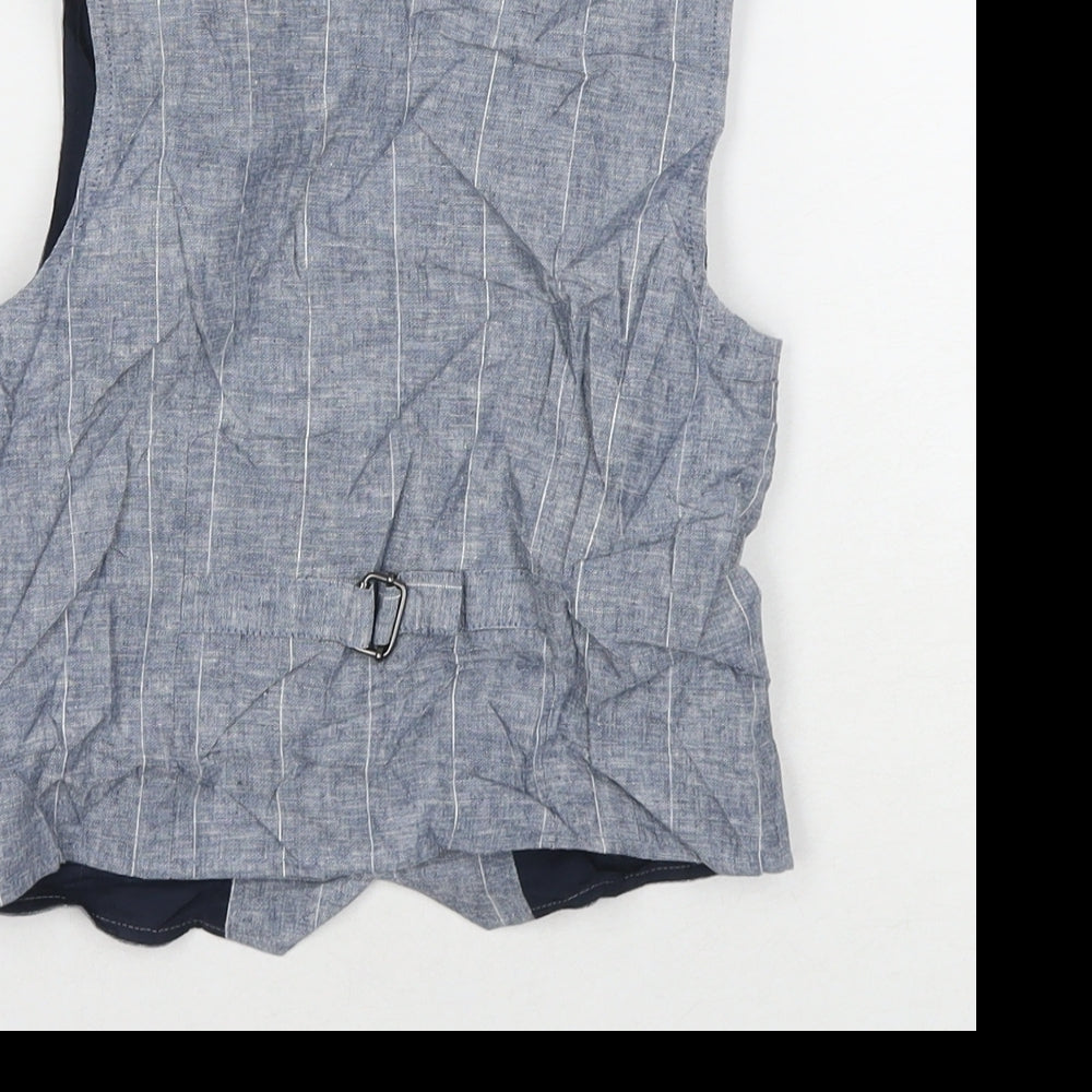 Brand and care label for Next boys’ grey jacket waistcoat, size 4-5, years button