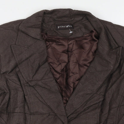 Principles Womens Brown Jacket Blazer Size 14 Button