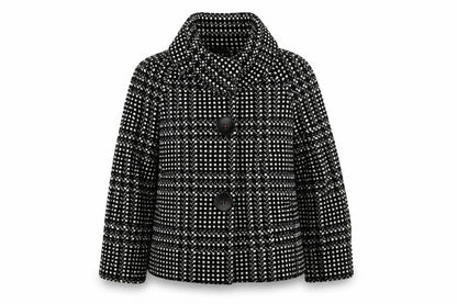 Marks and Spencer Womens Black Check Pea Coat Coat Size 12 Button