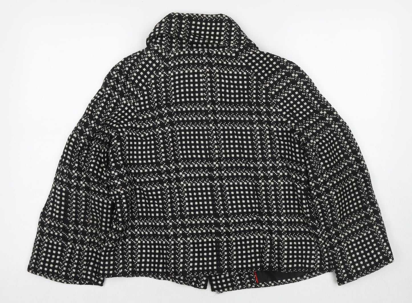 Marks and Spencer Womens Black Check Pea Coat Coat Size 12 Button