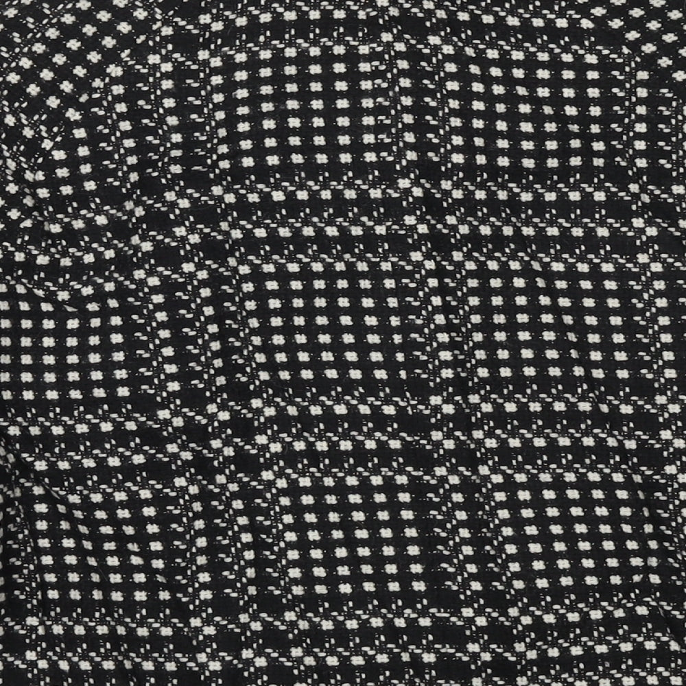 Marks and Spencer Womens Black Check Pea Coat Coat Size 12 Button