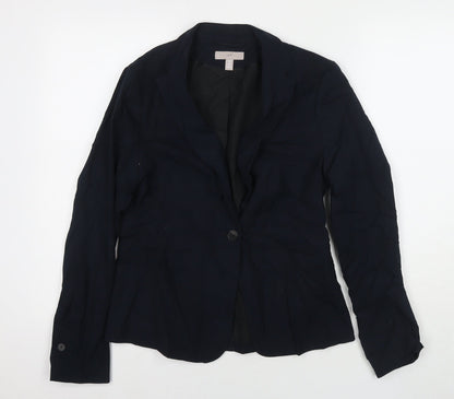 H&M Womens Blue Jacket Blazer Size 10 Button