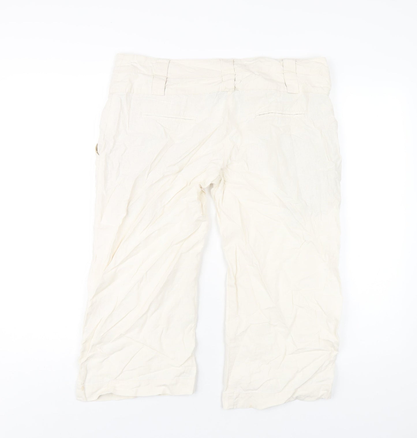 New Look Womens Ivory Viscose Capri Trousers Size 14 L20 in Regular Zip