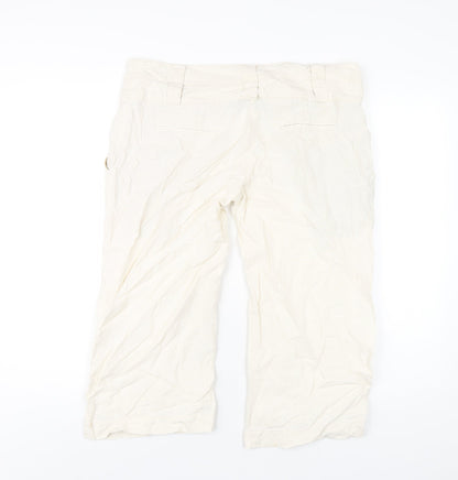 New Look Womens Ivory Viscose Capri Trousers Size 14 L20 in Regular Zip
