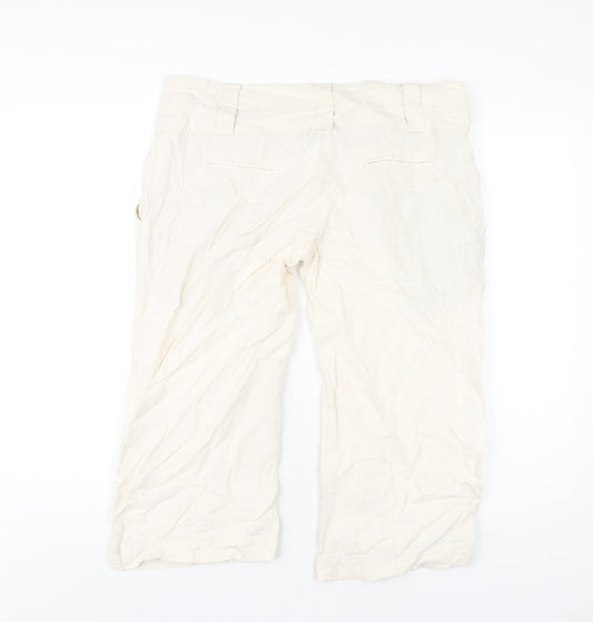New Look Womens Ivory Viscose Capri Trousers Size 14 L20 in Regular Zip