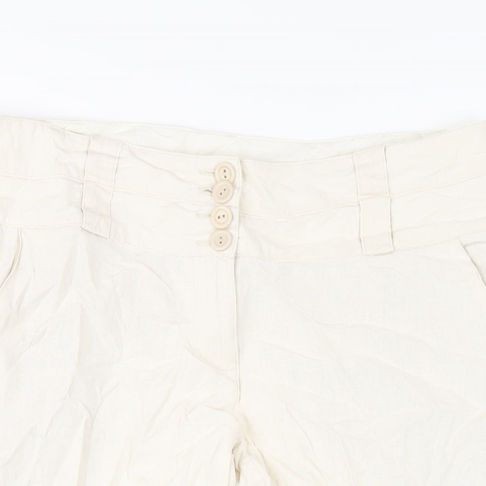 New Look Womens Ivory Viscose Capri Trousers Size 14 L20 in Regular Zip