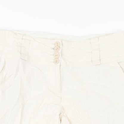 New Look Womens Ivory Viscose Capri Trousers Size 14 L20 in Regular Zip