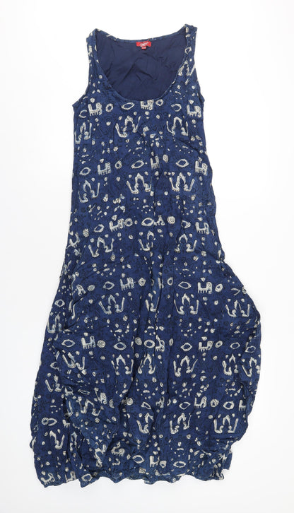 Chim Womens Blue Geometric Cotton Tank Dress Size S Scoop Neck Pullover