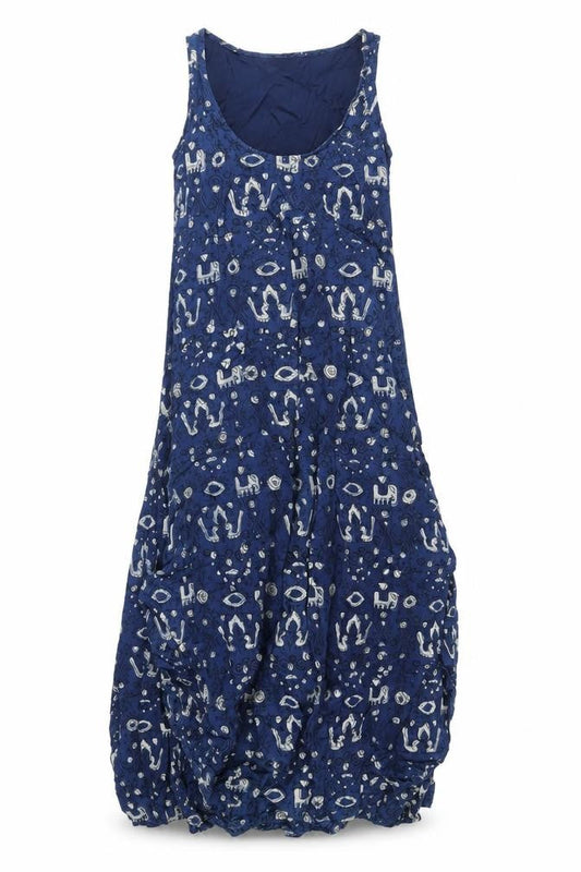 Chim Womens Blue Geometric Cotton Tank Dress Size S Scoop Neck Pullover